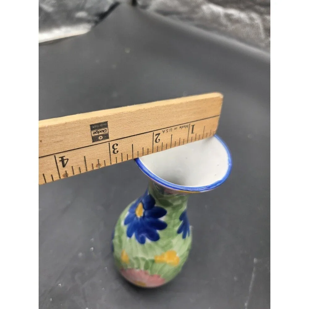 Multi Color Ceramic Vase Daisy Flower Hand Painted
